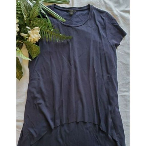 Womens COS Navy Blue Short Sleeve Jersey Tunic Shirt Dress Raw Hem Size S Small - Picture 6 of 6